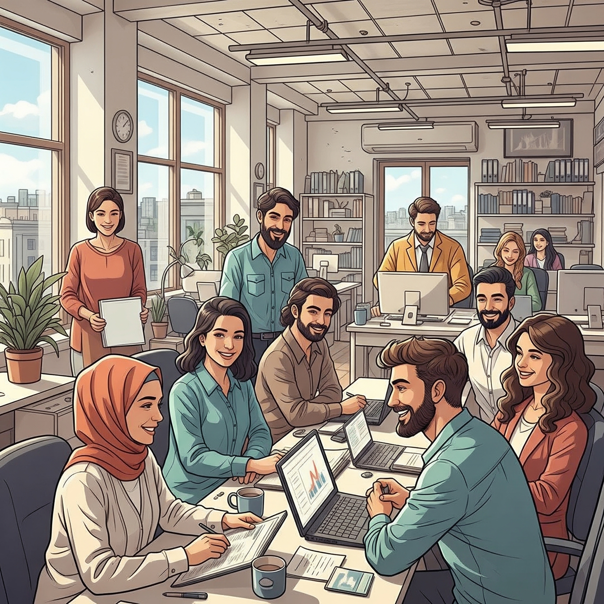 Office and Team Work Illustration